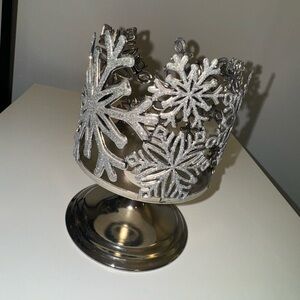 Silver Snowflake Candle Holder
